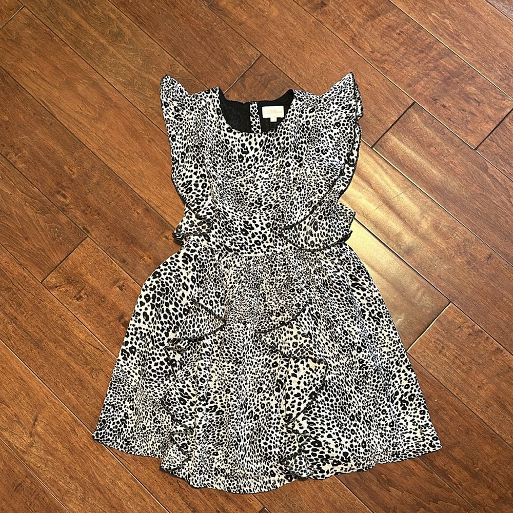 BCBG Leopard Print Ruffled Dress Size 10
